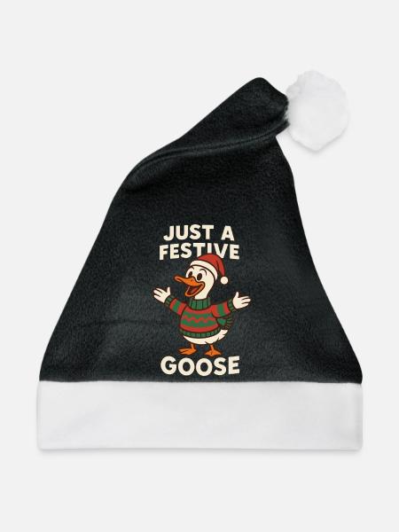 Nur eine festliche Weihnachtsgans - Weihnachtsmütze - Schwarz/Weiß - Vorne