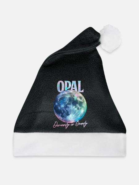 Geburtsstein Oktober Opal - Weihnachtsmütze - Schwarz/Weiß