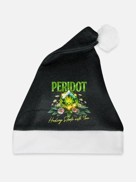 Geburtsstein August Peridot - Weihnachtsmütze - Schwarz/Weiß