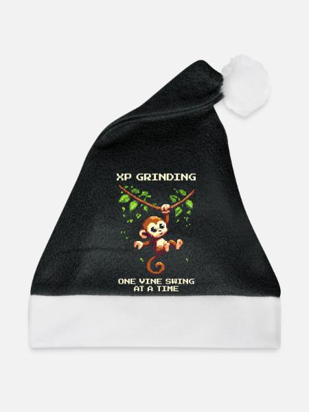 XP-Grind: Liane für Liane | Leveln, Dschungel - Weihnachtsmütze - Schwarz/Weiß - Vorne
