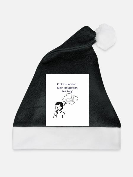 Prokrastination: Hauptfach Seit Tag 1 - Weihnachtsmütze - Schwarz/Weiß - Vorne