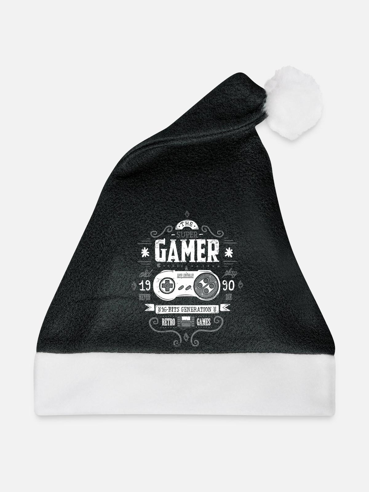 16-Bit-Spieler - Weihnachtsmütze - Schwarz/Weiß - Vorne