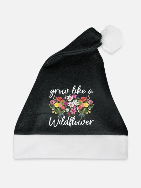 Wachse wie eine Wildblume - Weihnachtsmütze - Schwarz/Weiß - Vorne