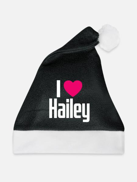 I Love Hailey Pinkes Herz Ich liebe Hailey - Weihnachtsmütze - Schwarz/Weiß - Vorne