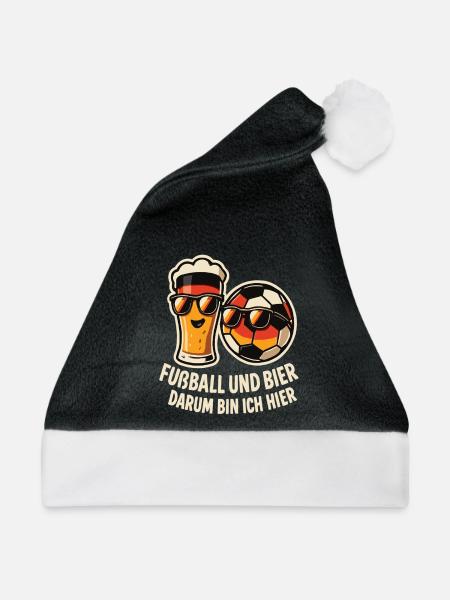 Fußball und Bier Deutschland Fan - Weihnachtsmütze - Schwarz/Weiß - Vorne