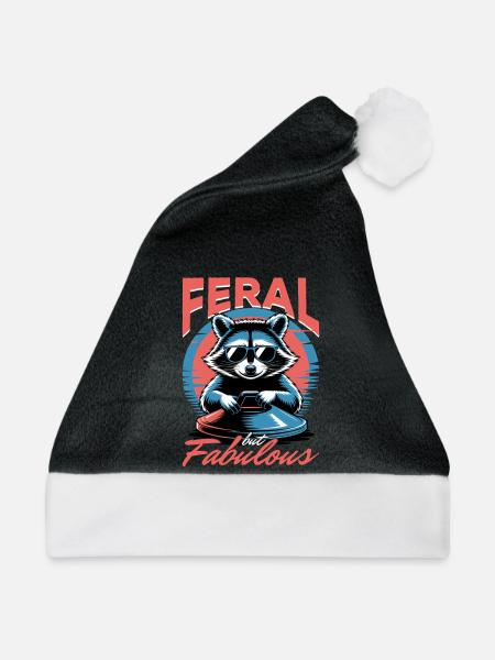 Funny Raccoon - Weihnachtsmütze - Schwarz/Weiß