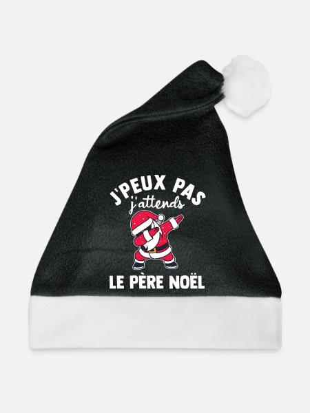 Ich kann nicht, ich warte auf Weihnachtsmann Geschenk Humor - Weihnachtsmütze - Schwarz/Weiß - Vorne