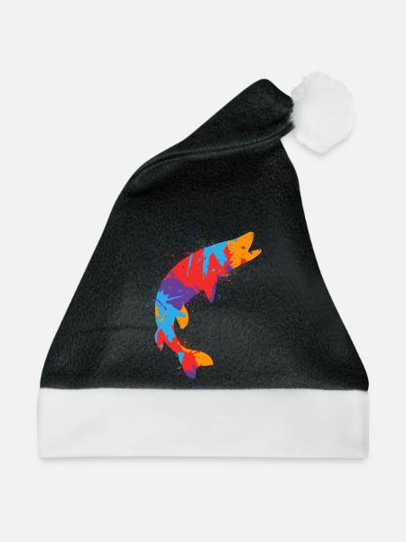 Bunter Hecht Angeln Hechte Fischen Angler - Weihnachtsmütze - Schwarz/Weiß