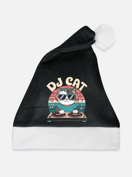 Lustige DJ Katze - Weihnachtsmütze - Schwarz/Weiß