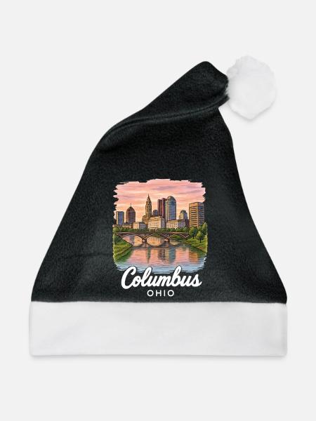 Columbus Ohio - Weihnachtsmütze - Schwarz/Weiß - Vorne