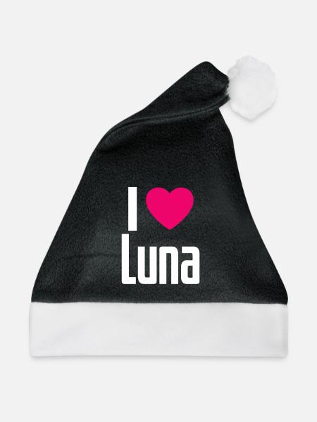 I Love Luna Pinkes Herz Ich liebe Luna - Weihnachtsmütze - Schwarz/Weiß - Vorne