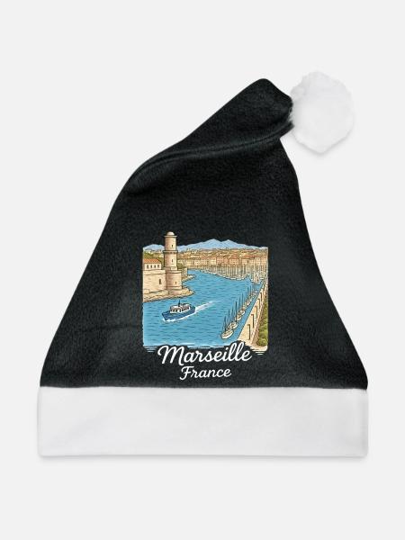 Marseille Frankreich - Weihnachtsmütze - Schwarz/Weiß
