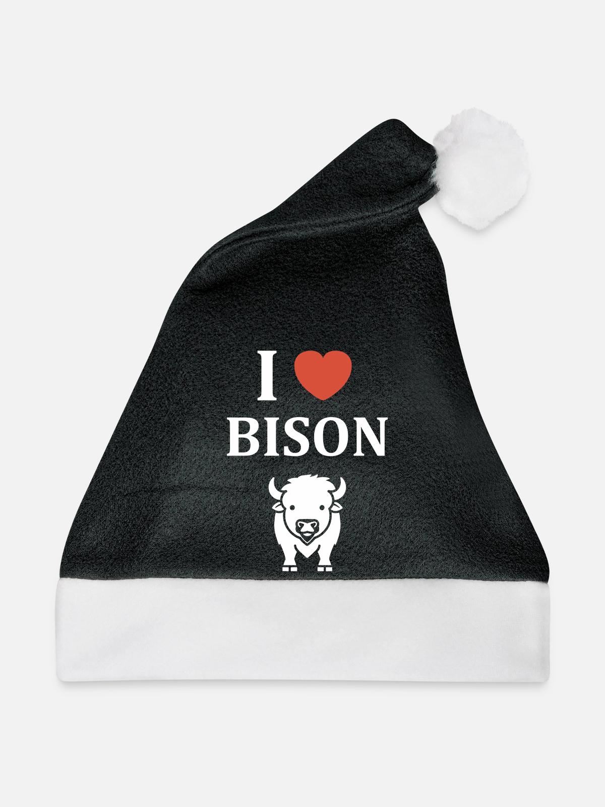 Bison - Weihnachtsmütze - Schwarz/Weiß - Vorne