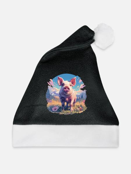 Schweine Schwein - Weihnachtsmütze - Schwarz/Weiß