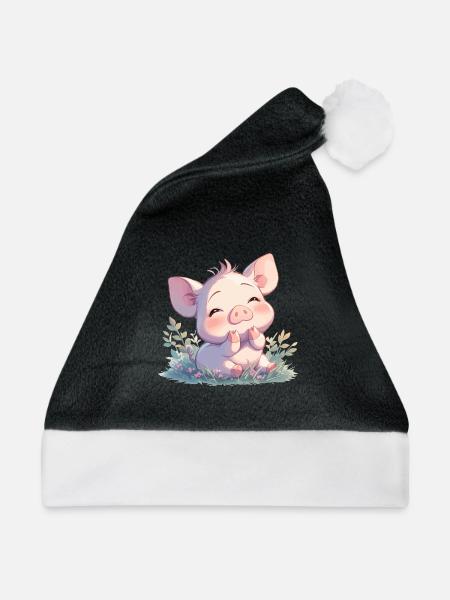 Schweine Schwein - Weihnachtsmütze - Schwarz/Weiß - Vorne