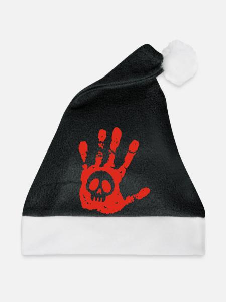 Schädel und blutiger Fußabdruck - Weihnachtsmütze - Schwarz/Weiß