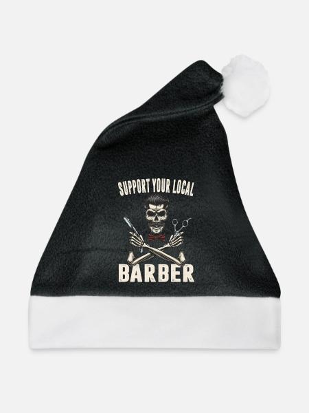 Friseur Salon Frisör Barber Hairstylist Geschenke  - Weihnachtsmütze - Schwarz/Weiß - Vorne