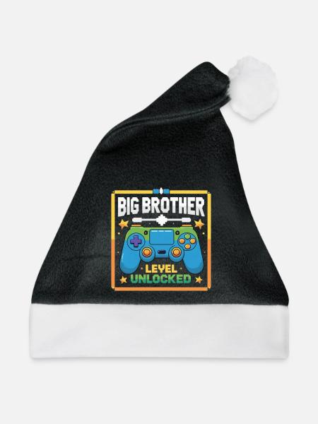 Großer Bruder Level Freigeschaltet - Weihnachtsmütze - Schwarz/Weiß - Vorne