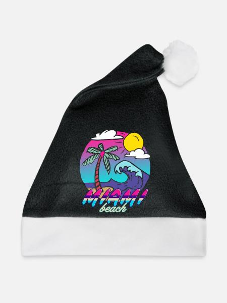 Miami Beach Neon Palmen - Weihnachtsmütze - Schwarz/Weiß