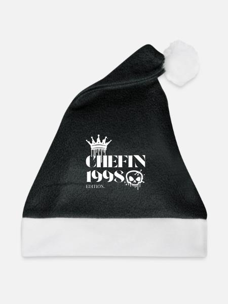Chefin Edition 1998 Powerfrau 27 Jahre - Weihnachtsmütze - Schwarz/Weiß - Vorne
