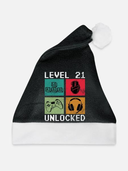 Level 21 Unlock Retro-Gaming - Weihnachtsmütze - Schwarz/Weiß