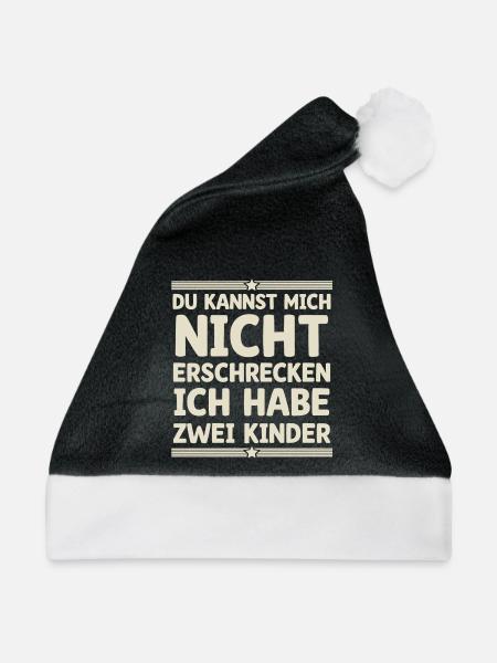 2 Kinder Mutter Mama Vater Papa - Weihnachtsmütze - Schwarz/Weiß
