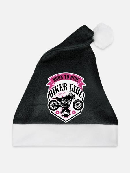 Biker Girl Motorcycle Shield - Weihnachtsmütze - Schwarz/Weiß - Vorne