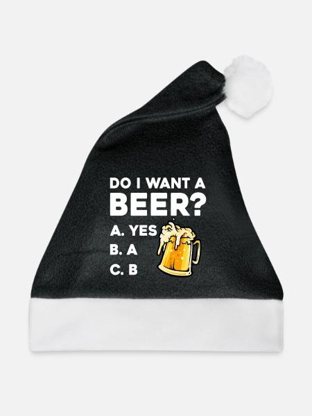 Bierfrage: Prost Humor - Weihnachtsmütze - Schwarz/Weiß