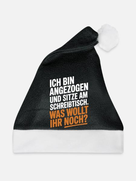 Ich Bin Angezogen Am Schreibtisch Homeoffice Büro - Weihnachtsmütze - Schwarz/Weiß - Vorne