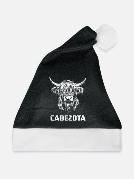 Cabezota - Schottisches Hochlandrind - Spanisch - Weihnachtsmütze - Schwarz/Weiß