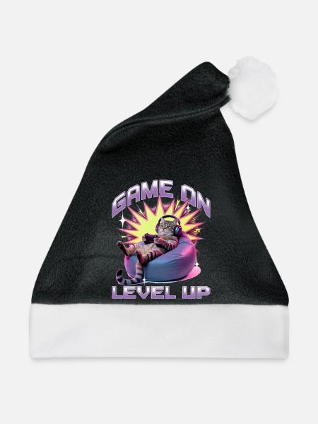 Funny Gaming Gamer Cat - Weihnachtsmütze - Schwarz/Weiß