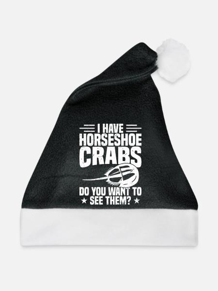 Chelicerate Hufeisenkrabben-Stofftier - Weihnachtsmütze - Schwarz/Weiß