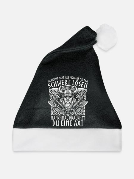 Comic Wikinger: Der tapfere Krieger - Weihnachtsmütze - Schwarz/Weiß