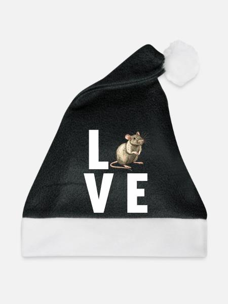 Ratten Ratte - Weihnachtsmütze - Schwarz/Weiß - Vorne
