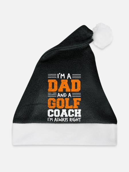Ich bin Dad und Golf-Coach - Weihnachtsmütze - Schwarz/Weiß - Vorne