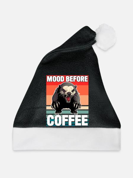 Honigdachs-Stimmung vor dem Kaffee - Weihnachtsmütze - Schwarz/Weiß