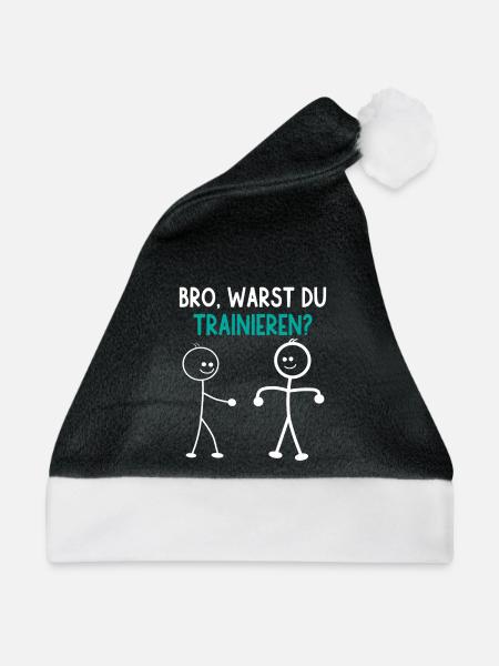 Strichmännchen WARST DU TRAINIEREN LUSTIG - Weihnachtsmütze - Schwarz/Weiß