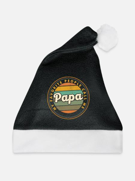 Papa Retro Badge: Lieblingsmensch - Weihnachtsmütze - Schwarz/Weiß