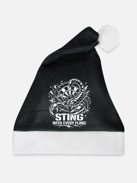 Darts | Sting with Every Fling - Skorpion - Weihnachtsmütze - Schwarz/Weiß - Vorne