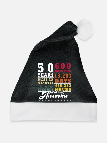 50 Jahre Fünfundvierzigster Geburtstag - Weihnachtsmütze - Schwarz/Weiß - Vorne