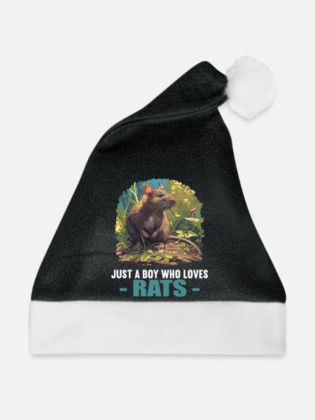 Ratten Ratte - Weihnachtsmütze - Schwarz/Weiß - Vorne