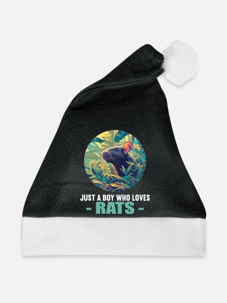 Ratten Ratte - Weihnachtsmütze - Schwarz/Weiß - Vorne
