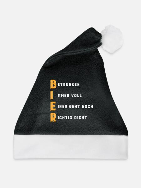 BIER Akronym - Weihnachtsmütze - Schwarz/Weiß - Vorne