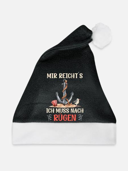 Insel Rügen MIR REICHT'S ICH MUSS NACH RÜGEN - Weihnachtsmütze - Schwarz/Weiß - Vorne