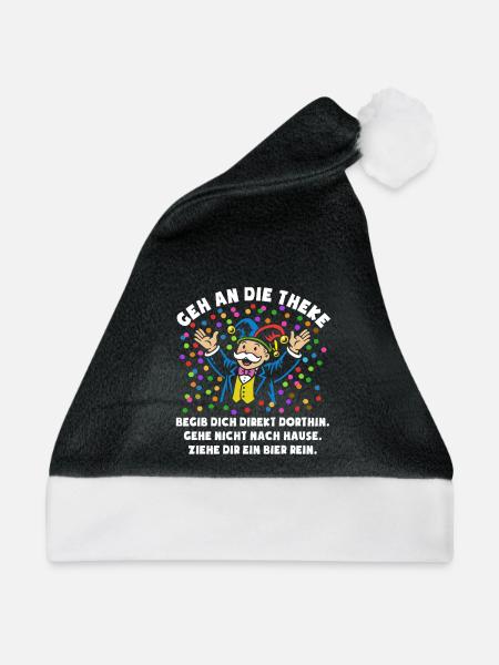 Jubel | Konfetti | Geh an die Theke | Kostüm - Weihnachtsmütze - Schwarz/Weiß - Vorne