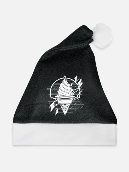 Softeis Zeichnung - Weihnachtsmütze - Schwarz/Weiß - Vorne