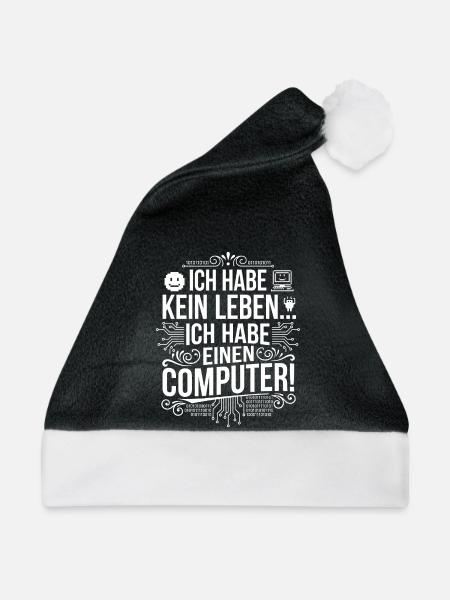Kein Leben, Nur Computer - Weihnachtsmütze - Schwarz/Weiß - Vorne