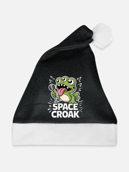  Space Croak Alien Frosch Sänger Lustiger Weltraum - Weihnachtsmütze - Schwarz/Weiß - Vorne