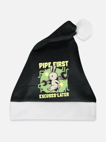 Rohrleger Rohrleitungsbauer Pipe First - Weihnachtsmütze - Schwarz/Weiß