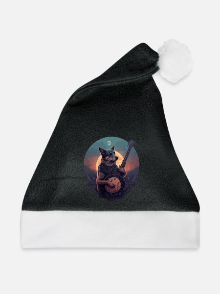 Banjo spielt Hund - Weihnachtsmütze - Schwarz/Weiß